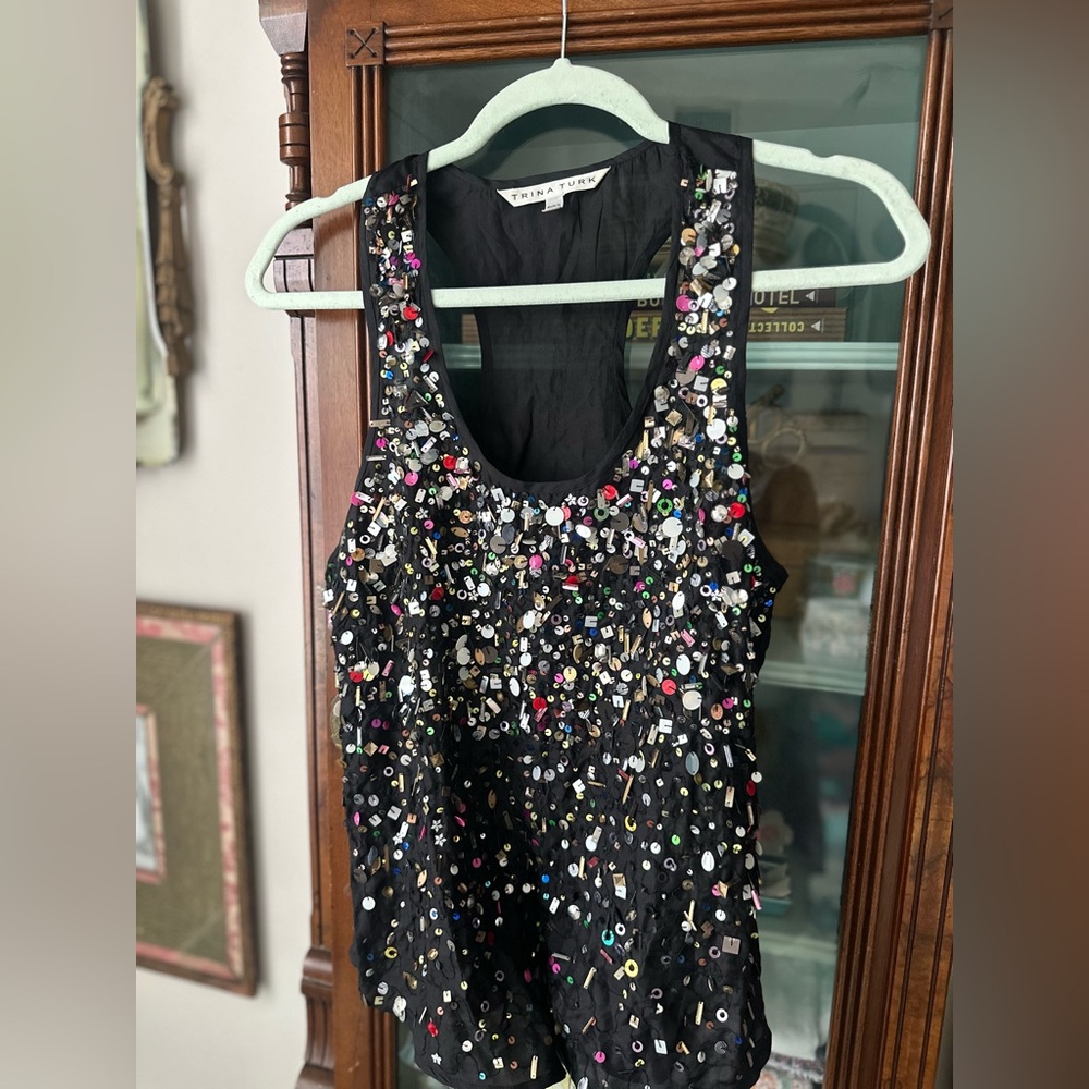 Trina Turk Sequined Party Tank Top - small